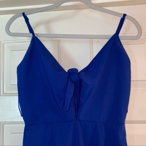 ABOUT US royal blue tie front Krystol wide leg jumpsuit S Revolve - Picture 4 of 13